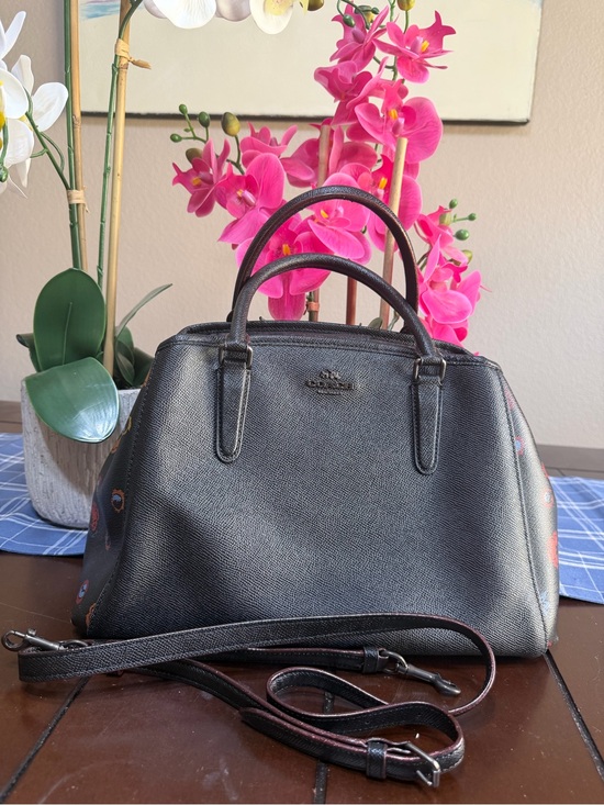 Coach Handbags - Coach F24374 Margot Carryall Black
Leather Floral Print
